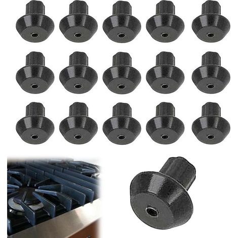 16-teiliges Set – Gasherdfüße – Hitzebeständige Gummifüße – Kochfeldzubehör – Topfträger Mit Gummispitze – Ersatzteile – Schwarz – P