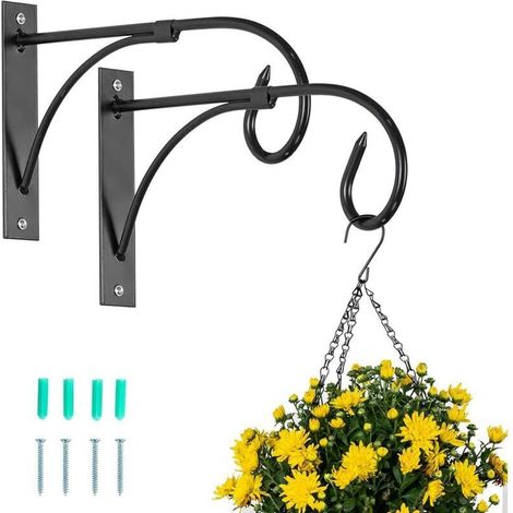 2 Stück Hängekorb-halterhaken Für Gartenpflanzen, Schwarze Zaunhaken Für Hängekörbe, Metall-gartenhaken Zum Aufhängen Von Pflanzen Und Laternen, Von Debuns