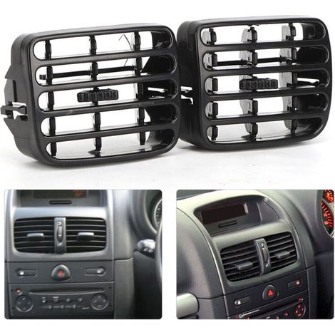 2 Graue Lüftungsgitter Für Die Mittelkonsole Des Armaturenbretts Für Clio Mk2 1998-2006, Debuns