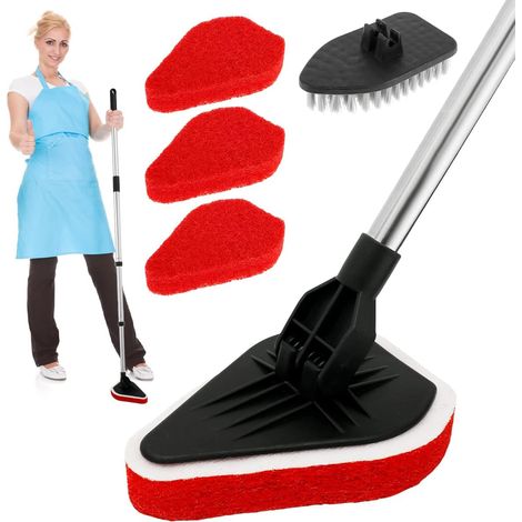 2-in-1-scheuerbürsten-set – Ausziehbarer Griff – Dreieckiger Bürstenkopf – Multifunktional – Für Dusche, Badewanne, Fliesen Und Küche