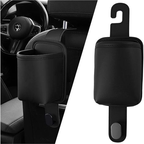 2-teiliger Autositz-becherorganizer – Becherhalter Aus Kunstleder Mit Haken – Universelle Aufbewahrung Für Getränke, Flaschen Und Reiseaccessoires – Schwarz