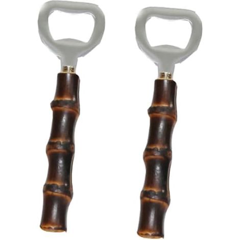 2-teiliger Flaschenöffner Aus Edelstahl – Eleganter Schwarzer Flaschenöffner – Bambusgriff