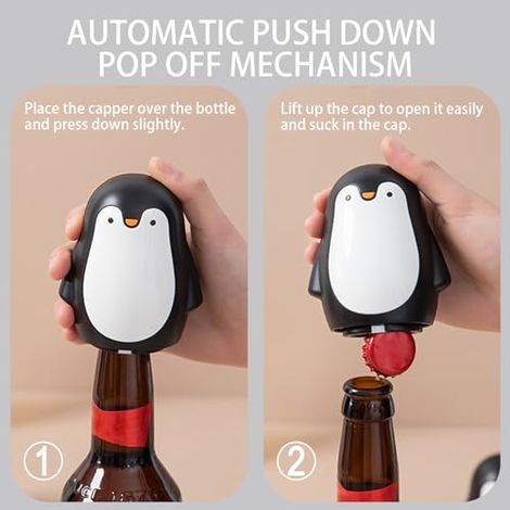 2-teiliger Flaschenöffner – Magnetischer Kronkorkenfänger, Automatischer Druck- Und Zugöffner Für Bier Und Limonade, Ideal Für Hausbars, Camping Und Partys