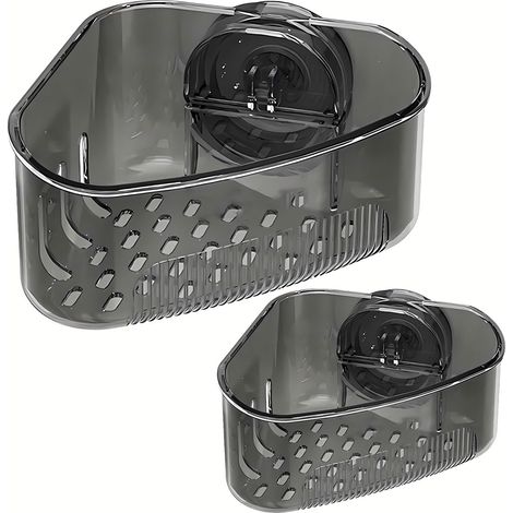2-teiliges Ablagefach Für Spülbecken, Geeignet Für Schwämme, Spülbürsten Und Eckbehälter, Mit Saugnapfbefestigung (schwarz)