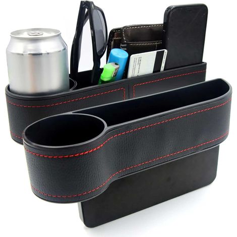 2-teiliges Set Universeller Autositzpolster Aus Leder – Mit Selbstklebenden Schaumstoffpolstern Und Aufbewahrungsbox Für Den Raum Zwischen Sitz Und Mittelkonsole.
