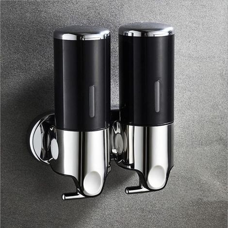 2-teiliges, Wandmontiertes Badezimmer-set Mit Duschspender Und Organizer – Für Shampoo, Seife, Spülung, Duschgel, Hotelküchen – Schwarz – 2-teilig