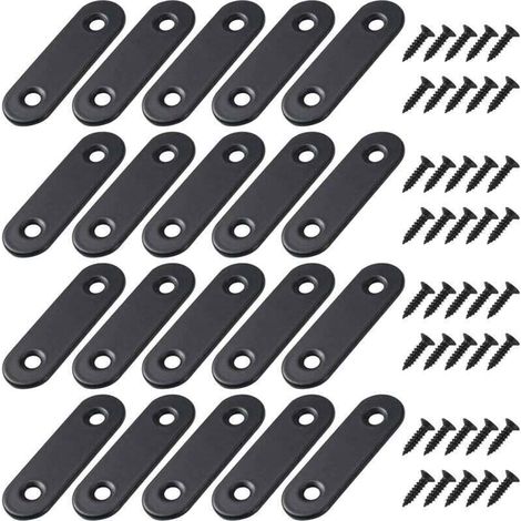 20-teiliges Set Mit 50 Schwarzen, Flachen Metallwinkeln (16 Mm) Inklusive Schrauben Für Holz-, Möbel- Und Schrankreparaturen Von Debuns