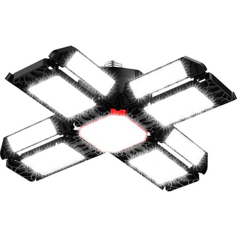 200-w-led-werkstattleuchte, Garagenbeleuchtung, 1 Stück – 20.000 Lm, 6500 K, Flexible Deckenleuchte Mit 12 Verstellbaren Paneelen – E26/e27-fassung, Geeignet Für Keller, Werkstatt, Scheune Und Lagerha