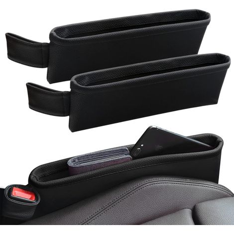 2er-set Auto-sitzablagen Aus Leder – Ablage Für Die Mittelkonsole – Für Handy, Geldbörse, Schlüssel, Sonnenbrille – Schwarz