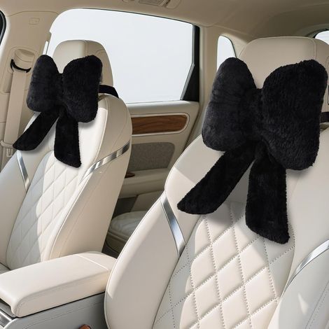 2er-set Auto-kopfstützenkissen Mit Schleife – Weiche Nackenkissen – Für Reisen, Auto, Bürositze – Kopfstütze – Hübsches Auto-accessoire