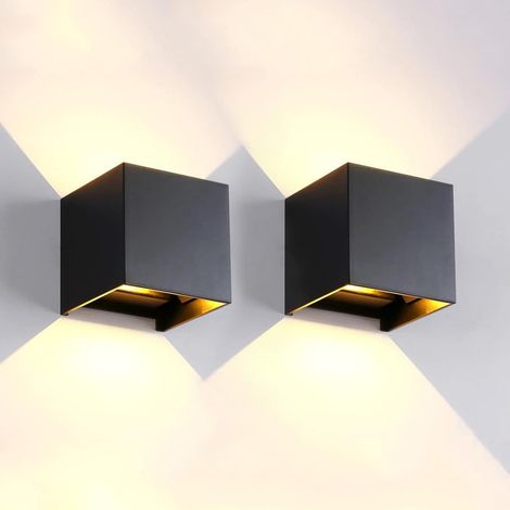 2er-set Led-wandleuchten – Beleuchtung Nach Oben Und Unten – Wasserdicht Nach Ip65 – Aluminium – Schwarz – 12 W, 3000 K – Für Den Innen- Und Außenbereich