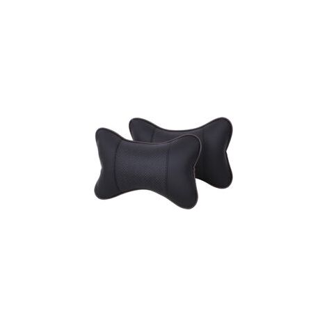 2er-set Nackenkissen Aus Pu-leder Fürs Auto – Ergonomische Kopfstützen – Schwarz