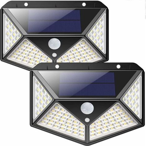 2er-set Solar-außenleuchten, 100 Leds, Mit Bewegungsmelder, Ip65 Wasserdicht, 3 Modi, Für Garten, Zaun, Terrasse, Haustür, Garage Usw. (debuns)