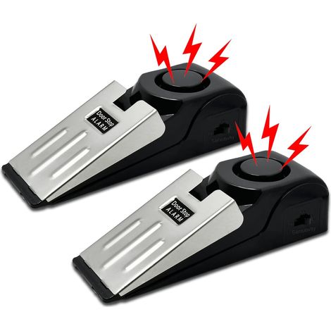 2er-set Tragbare Türstopper – Leistungsstarker 120-db-alarm – Türstopper – Ideal Für Reisen, Wohnungen, Hotels Und Zuhause – Schwarz – Sicherheit