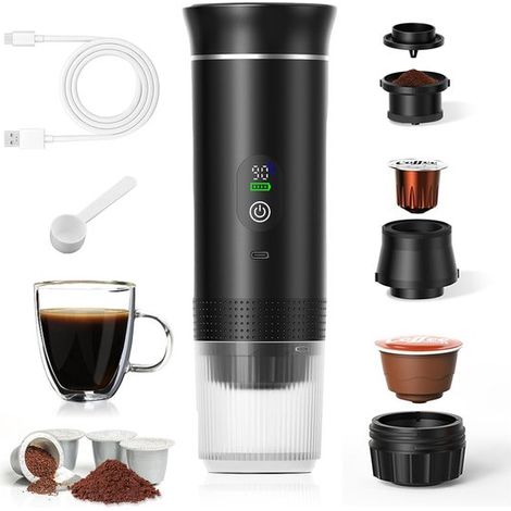 3-in-1 Tragbare Kaffeemaschine – Kaffeemaschine – Elektrische Espressomaschine – Wiederaufladbar – Kapseln – Gemahlener Kaffee – 12-volt-reise- Und Camping-kaffeemaschine