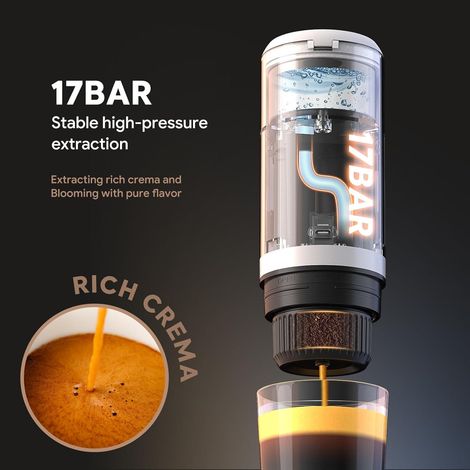 3-in-1 Tragbare Espressomaschine, Elektrische Reisekaffeemaschine Mit Ns-kapseln, Gemahlenem Kaffee Und Dolce Gusto Pads, Usb-typ-c-anschluss Und Autoladegerät, 17-bar-filterkaffeemaschine (schwarz)