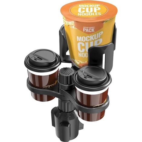 3-in-1-autobecherhalter Mit Verstellbarem Fuß – Multifunktionaler Becherhalter Und Aufbewahrungsbox – Autozubehör – Zum Befüllen Von Snackflaschen Und Bechern (b03) – Schwarz