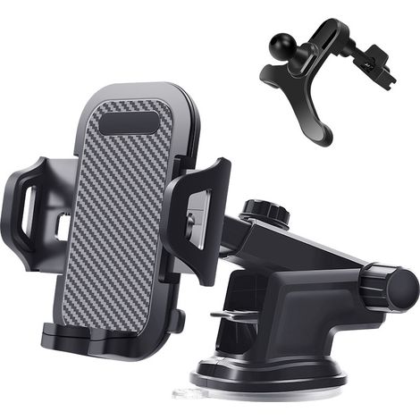 3-in-1-autotelefonhalterung – Windschutzscheibe/fenster/lüftungsschlitz – 360° Drehbare Halterung – Saugnapf – Universell Und Verstellbar – Schwarz