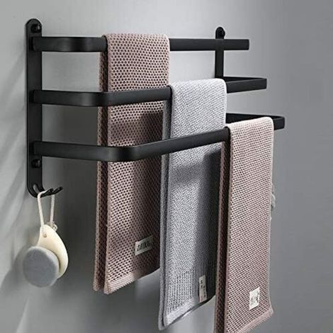 3-stufige, Wandmontierte Handtuchstange Aus Gebürstetem Material Für Das Badezimmer, 50 Cm Handtuchhalter, 3-lagig