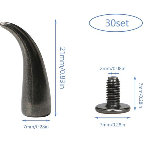 30 Punk-nieten, Konische Nieten, Korrosionsbeständige Metallnieten Mit Schrauben Zur Verzierung Von Kleidung, Schuhen, Hüten, Jacken, Rucksäcken, Gürteln, Jeans Und Armbändern (gunmetal-schwarz)