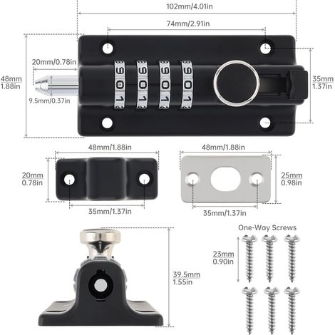 4-stelliges Zahlenschloss, Dicker Sicherheitsriegel Aus Zinklegierung Für Gartentore (1, Schwarz)