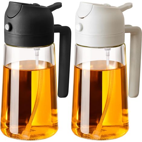 470 Ml Spray Für Oliven Und Olivenspender, Olijfolie-spender Für Keuken, Heißluftfritteuse, Salat, Barbecue (schwarz, Weiß)