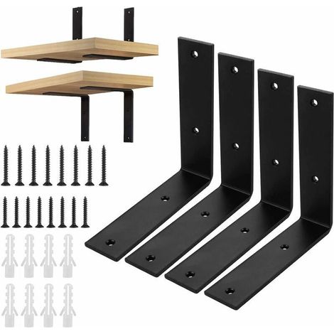 4er-pack Schwarze Regalwinkel 150x150x38x5mm Wandregalhalterungen Mit 16 Schrauben, Von Debuns