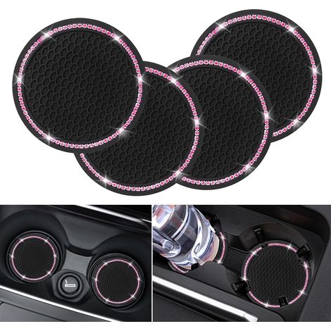 4er-set Auto-untersetzer, Universelles Set Mit Glitzernden Untersetzern, Hübscher Untersetzerhalter Mit Strasssteinen, Auto-accessoires 7 Cm – Silikon-auto-untersetzer-set