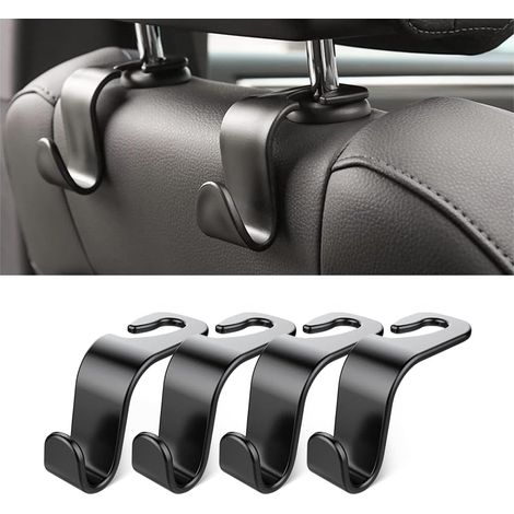 4er-set Kopfstützenhaken Fürs Auto – Schwarze Halterungen Für Die Rücksitze, Ideal Für Handtaschen, Kleidung Und Einkaufstaschen – Schwarz