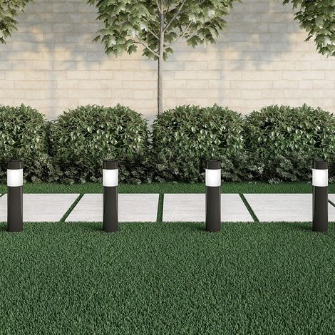 4er-set Solar-pollerleuchten – Wasserdicht – 15 Cm – Edelstahl – Led – Für Garten, Einfahrt Und Wege – Schwarz