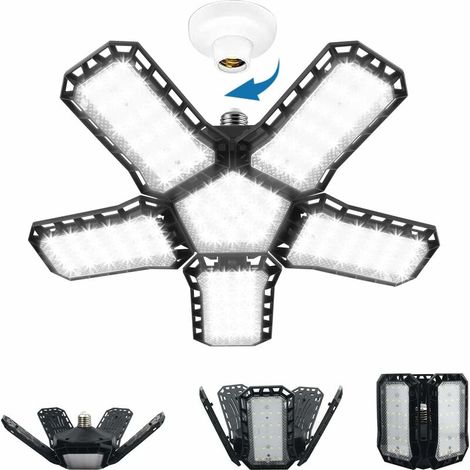 5+1 Led-garagenleuchte, 120 W, Flexible Werkstattleuchte Mit 5 Verstellbaren Paneelen, E26/e27, Superhelle Garagenleuchte Für Garage, Lagerhalle, Fitnessraum, Keller, Küche
