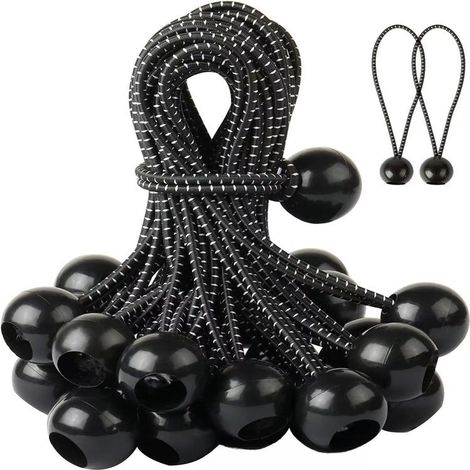 50 Elastische Befestigungsbänder, Ideal Für Camping, Zelte, Warentransport, Kabel- Und Schlauchbefestigung, Sonnenschirme Und Markisen, Schwarz, 150 Mm