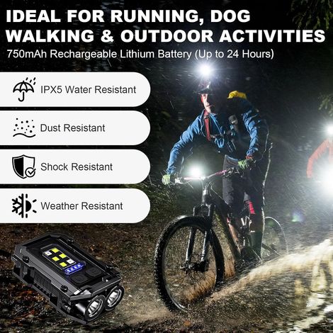 500 Lumen Clip-on Taschenlampe - 2er-pack, 8 Modi, Wiederaufladbar, Für Mehr Sicherheit Beim Laufen, Tragbare Cob-taschenlampe, Ideal Für Nachtarbeit, Laufen, Camping, Angeln Usw.