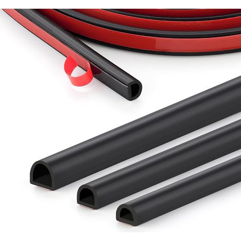 7 M (23 Ft) D-förmige Silikondichtungsleiste – Selbstklebend – Isolierleiste – 3 Bis 6 Mm (1/8 Bis 1/4 Zoll) Abstand – Breite: 9,5 Mm (3/8 Zoll) × Dicke: 6,35 Mm (1/4 Zoll) – Schwarz