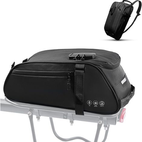 8-liter-hinterradtasche Mit 3-stelligem Zahlenschloss – Reflektierende Und Wasserdichte Tasche – Fahrradabdeckung Mit Mehreren Fächern – Fahrradrucksack Mit Schultergurt