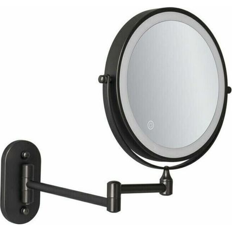 8-zoll-led-wandspiegel Mit Usb-anschluss, Wiederaufladbar, 1-fach/5-facher Vergrößerung, Schwarz, Von Debuns