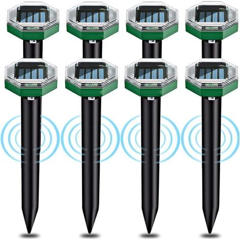 8-teiliges Solar-ultraschall-maulwurfsabwehrset, Ip65 Wasserdicht, Geeignet Für Gärten, Terrassen Und Rasenflächen Zur Maulwurfsabwehr. Debuns