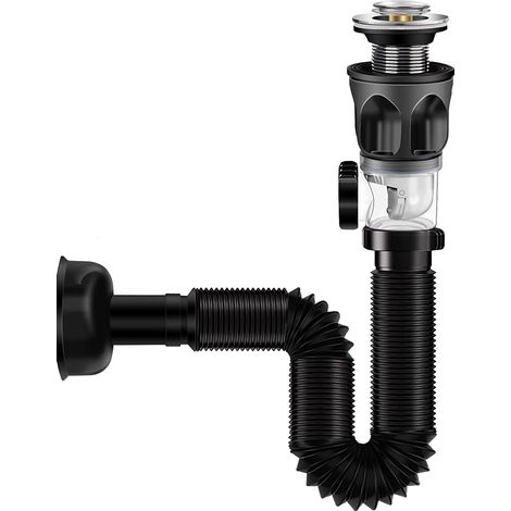 Ablaufgarnitur Für Badezimmerwaschbecken, Ablaufgarnitur Mit Klappbarem Ablaufsystem, Universeller Waschbeckenablauf, Mit Flexiblem Ablaufschlauch Und Klappbarem Filter