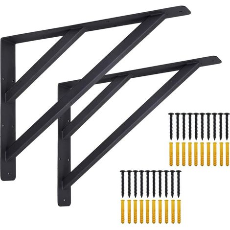 Arbeitsplattenhalterungen 40,6 X 30,5 Cm – Stabile L-förmige Wandregalhalterungen Für Wandregale, Hohe Regale, Schränke, Tische Und Schreibtische – Mattschwarz