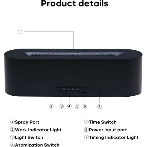 Aromatherapie-luftbefeuchter Mit Flammeneffekt Und Farbigem Wasserdampf, Kabelloser Luftbefeuchter Fürs Schlafzimmer, Schwarz, Usb-aufladbar