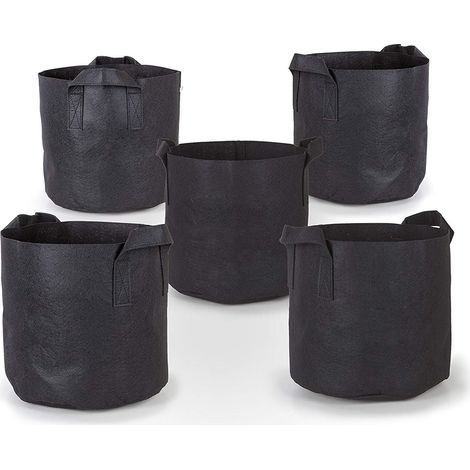 Atmungsaktive Pflanzsäcke Aus Vliesstoff (10 Gallonen) — 5er-pack (schwarz, 3540 Cm)