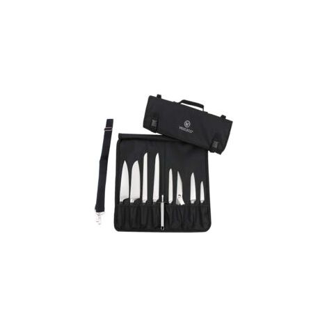 Aufrollbares Kochmesseretui, Wasserdichte Messertasche, 8 Fächer, Schwarz