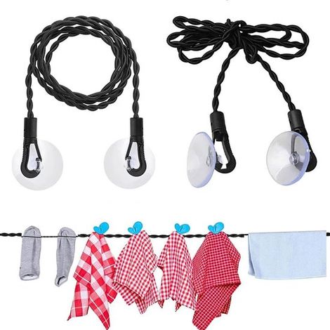 Ausziehbare Wäscheleine – Mit Haken Und Saugnäpfen – Wäscheleine – Wäscheständer – Reisewäscheleine – Unsichtbare Wäscheleine – 1,5 M – Ausziehbar Auf 2,5 M – Ideal Für Camping Und