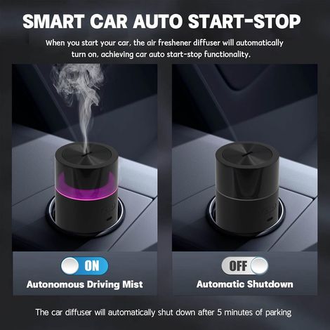 Auto-diffusor Mit Automatischer Ein-/ausschaltfunktion, Tragbarer Luftbefeuchter Mit Speicherfunktion, Batteriebetriebener Ätherischer Öldiffusor Mit 8-farbiger Ambientebeleuchtung Fürs Auto, Mai