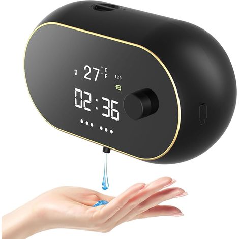 Automatischer, Berührungsloser Seifenspender – Wandmontage, Nachfüllbar, Mit Uhr, Für Bad Und Küche (schwarz)