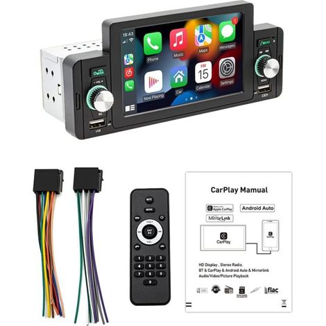 Autoradio Mit Mp5-player, 5-zoll-autoradio Mit Fm-radioempfänger, Bluetooth, Automatischer Carplay-funktion, Android-freisprecheinrichtung, Usb-lade-/wiedergabefunktion, Telefonverbindung Und Hilfefun