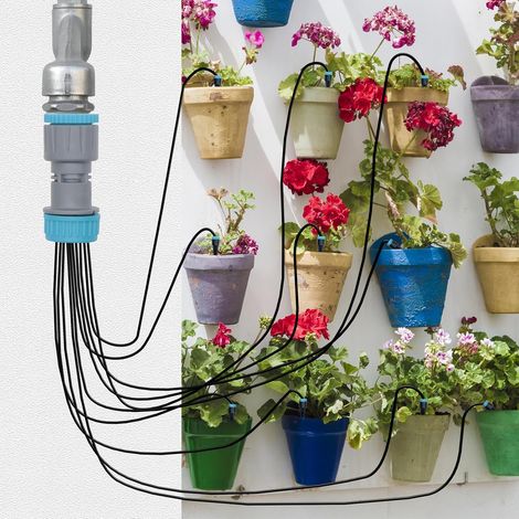 Automatisches Tropfbewässerungssystem Von Gardena Mit 10 Düsen, 15,85 M Bewässerungsschlauch Und Wasserschläuchen, Ideal Für Blumen, Topfpflanzen, Gemüse Und Gewächshäuser.