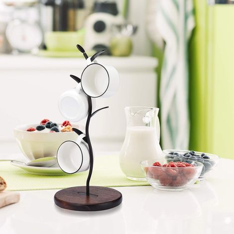 Becherhalter, Tischbecherhalter, Aufbewahrungsgestell Für Kaffee- Und Teetassen, Kaffeebar-zubehör Und Küchenorganizer, Schwarz (einreihig)