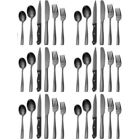Besteckset, Geschirr Für 6 Personen, 36-teiliges Set, Besteck Mit Messer, Gabel, Löffel, Steakmesser, Spülmaschinenfest