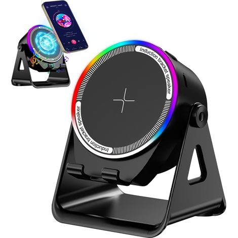 Bluetooth-lautsprecher, 4-in-1-wireless-induktionslautsprecher, Rgb-lampenständer, Multifunktionale Handyhalterung Für Direkten Stereoanschluss, Um 360 Grad Verstellbarer Ständer, Kompatibel Mit Iphon